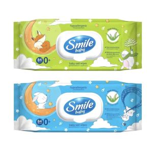 Волога серветка 84 шт. Smile Baby з Алое