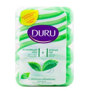 Туалетне мило Duru 1+1 з екстрактом зеленого чаю та зволожуючим кремом 4 х 80 г (8690506517793)