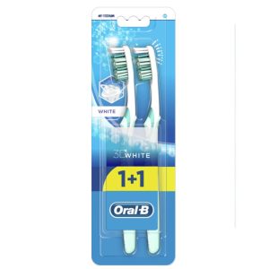Набір зубних щіток Oral-B 1+1 3D White Відбілювання середньої жорсткості (3014260022761)